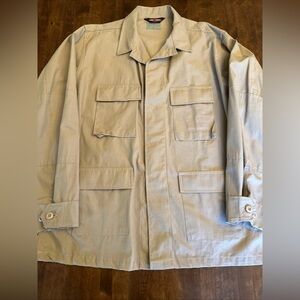 Tru Spec Tactical Jacket Mens Large Long Truspec Button‎ Tan Outdoor